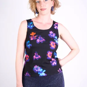 Débardeur en maille "Marcel" motif Fleurs floues