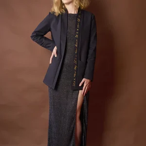 Veste kimono minuit* peinte à l'or avec vos mots