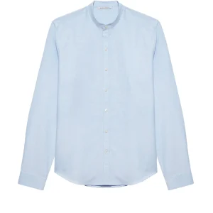 Chemise Col Mao Oxford Sans Poche Mao -  Ciel