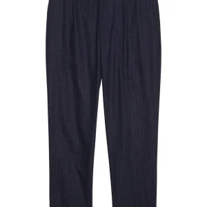 Pantalon Carotte Flanelle Raye Francois -  Marine