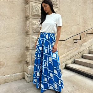 JUPE LONGUE BLEU 100% COTON