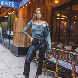 Top Vania léopard vert d'eau