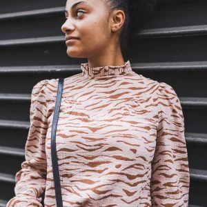 Top Victorienne rose zébré