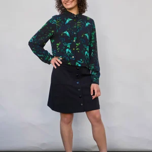 Chemise courte crop oversize "Plume" motif Sous-bois