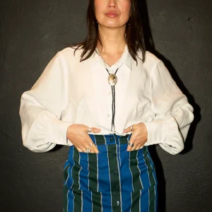 Chemise blousante manches slaves "Artiste" blanche en tencel doux comme une caresse