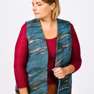 Veste sans manches "Déshabillée" jacquard Fossile