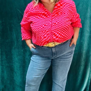 Blouse Médusa- grande taille manche longue  motifs géométriques