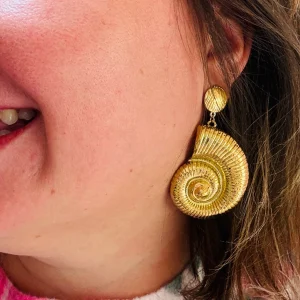 Boucle d'oreille Jojo - dorées coquille d'escargot acier inoxydable
