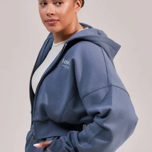 Curve ALL SZN Organic Crop Zip-Through Hoodie - Ice Blue