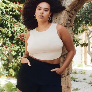 Short en jean grande taille - Noir