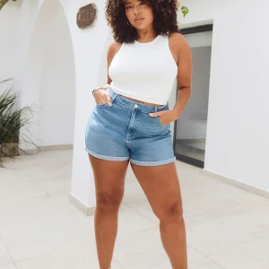Short en jean grande taille - Mid Bleu