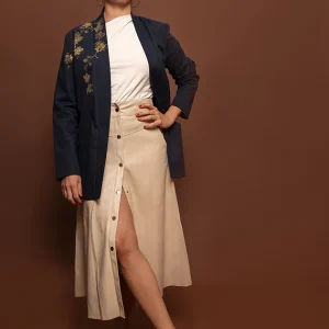 Veste kimono minuit* fleurs de cerisier