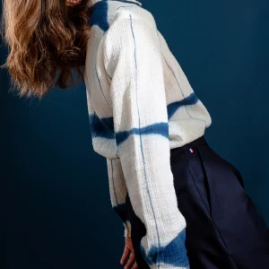 Chemise minuit* shibori-pinceaux-carreaux