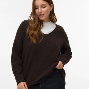 Pull Aquarius – Pull col V chocolat en maille douce