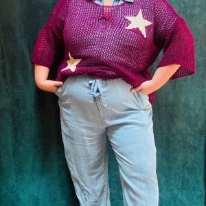 Pull étoile - grande taille motifs étoiles ajourés colorés