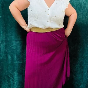 Top Aimé coeur doré -  grande taille gaze de coton manches froufrous