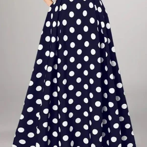 Jupe bleu marine à pois blanc