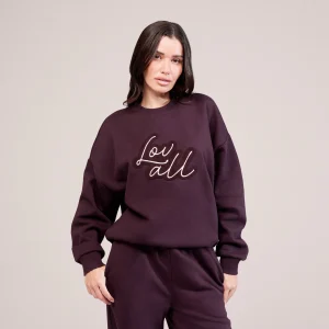 Organic Oversized Sweatshirt Lovall Script - Wine