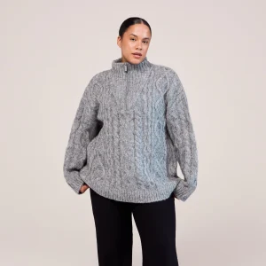 Curve Cable Knit 1/4 Zip Jumper - Dark grey