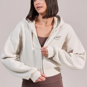 Curve ALL SZN Organic Crop Zip-Through Hoodie - Ecru