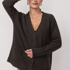 Cardigan Oversize Col en V - Brown