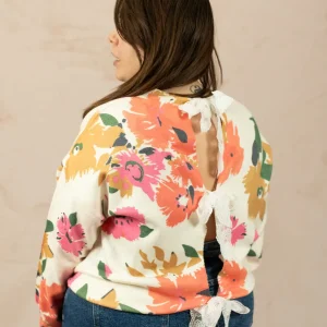 Pull imprimé fleurie avec noeuds - Pull Laëtitia