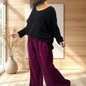 MARVIN - PANTALON EN VELOURS CYCLAMEN TAILLE 46 A 54