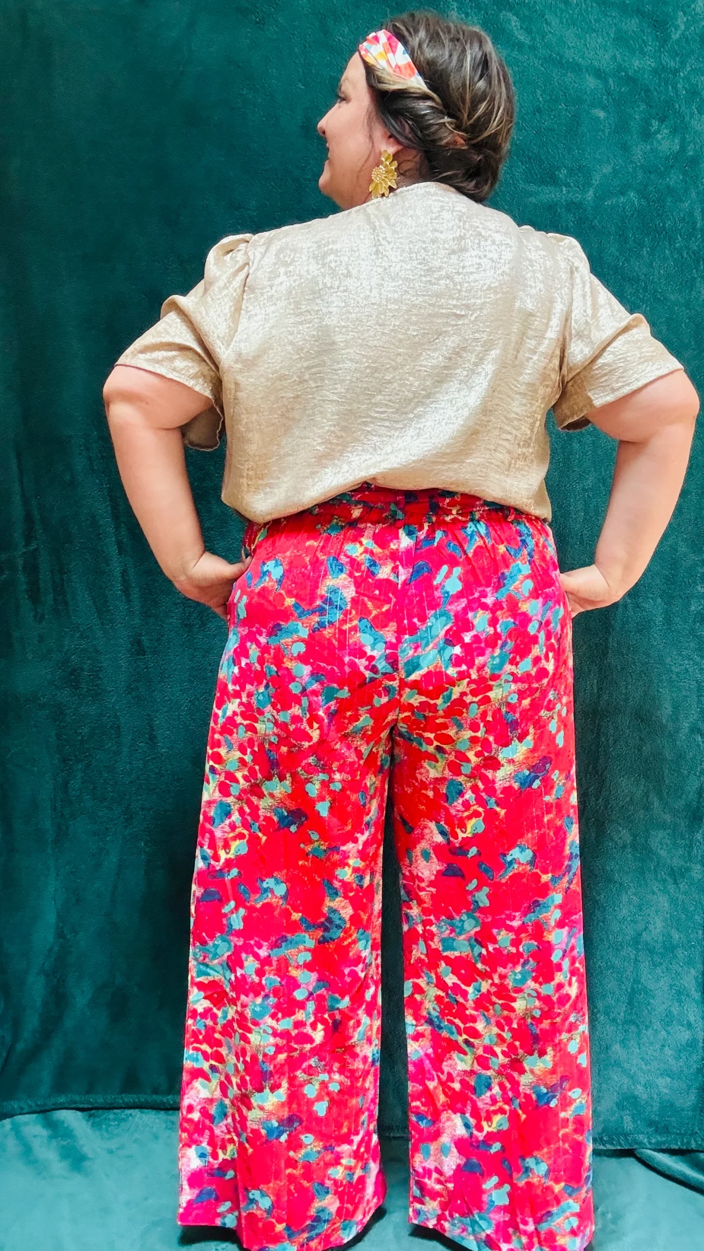 Top Ibiza- grande taille doré irrisé décolleté vague manche courte – Image 7