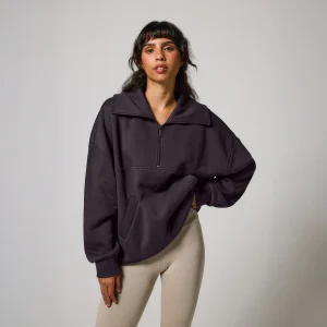 ALL SZN organique Pull Oversize avec Quart de Zip - Shadow Grey