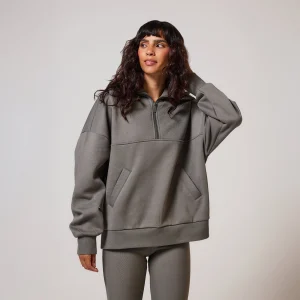 ALL SZN organique Pull Oversize avec Quart de Zip grande taille - Slate Green