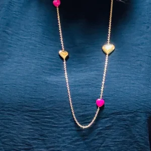 Collier Roméo - sautoir doré coeur coloré