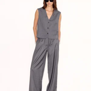 Gilet casual droit sans manches col V GUSTO CAPONE GREY STRIPES