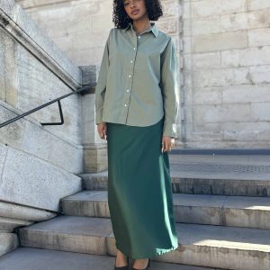 JUPE EN SATIN VERT