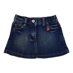 Jupe en jean bébé fille plissée dos - Bleu brut