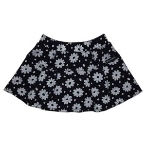 Jupe bébé fille motif marguerites - Noir/gris