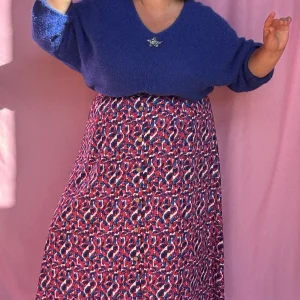 Jupe Celestine - grande taille longue motif blanc bleu et rose