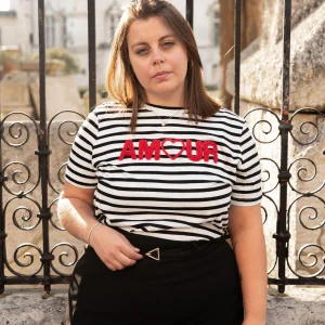 T-shirt marinière avec écriture AMOUR - T-shirt Kiko