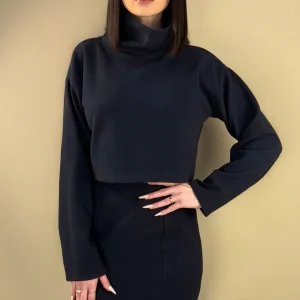 JUPE EN COTON BLEU MARINE