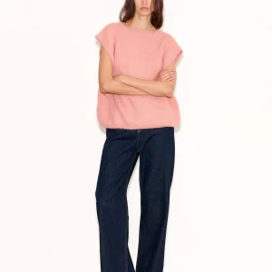 Pull ample sans manches PALLAVI VIEUX ROSE