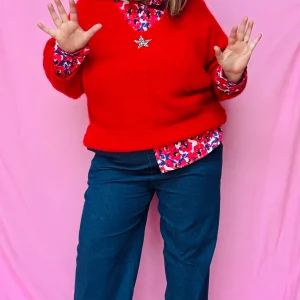 Pull étoile - grande taille uni coloré étoile argenté