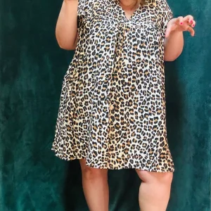 Robe "short" Rajah grande taille motif léopard