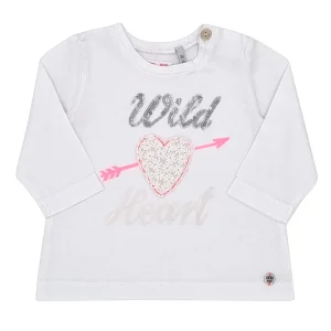 T-shirt bébé fille motif cœur - Blanc