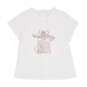 T-shirt bébé fille motif flacon parfum - Blanc cassé