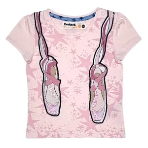 T-shirt bébé fille motif chaussons de danse - Rose