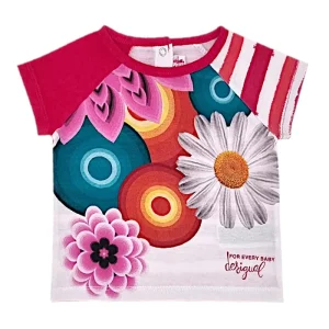 T-shirt bébé fille motif floral et graphique - Multicolore