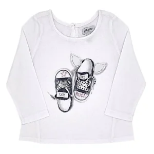 T-shirt bébé fille motif baskets - Blanc