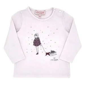 T-shirt bébé fille motif hiver - Rose