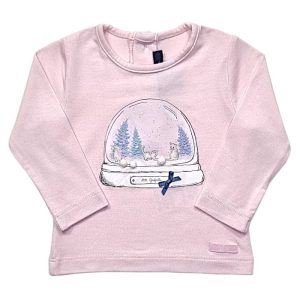T-shirt bébé fille motif boule de neige - Rose