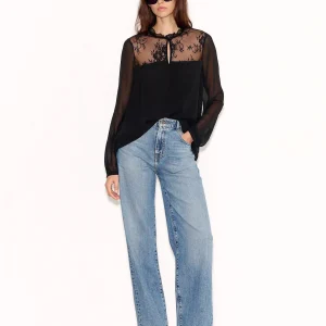 Top ample manches transparentes T-GOTH NOIR