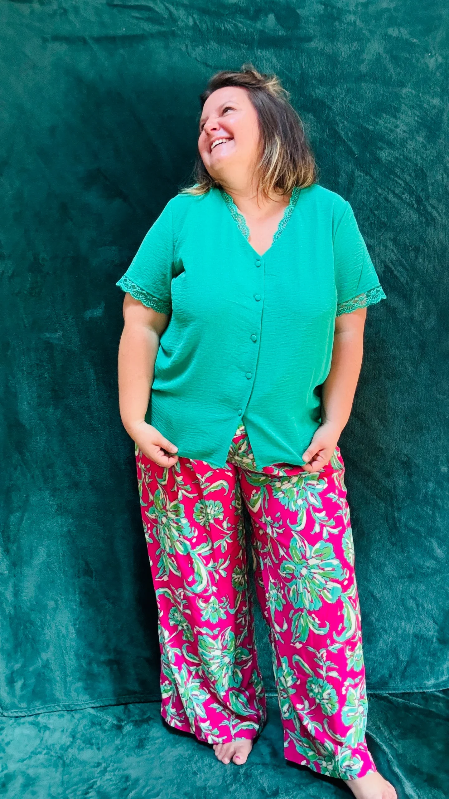 Top Spring - grande taille vert gazon manche courte – Image 3